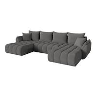 WOHNLANDSCHAFT mit Schlaffunktion und Bettkasten TOKO-U-v1 378x194x86 Grau Bouclé - Schieferfarben/Schwarz, Holzwerkstoff/Kunststoff (378/86/194cm) - ALTDECOR