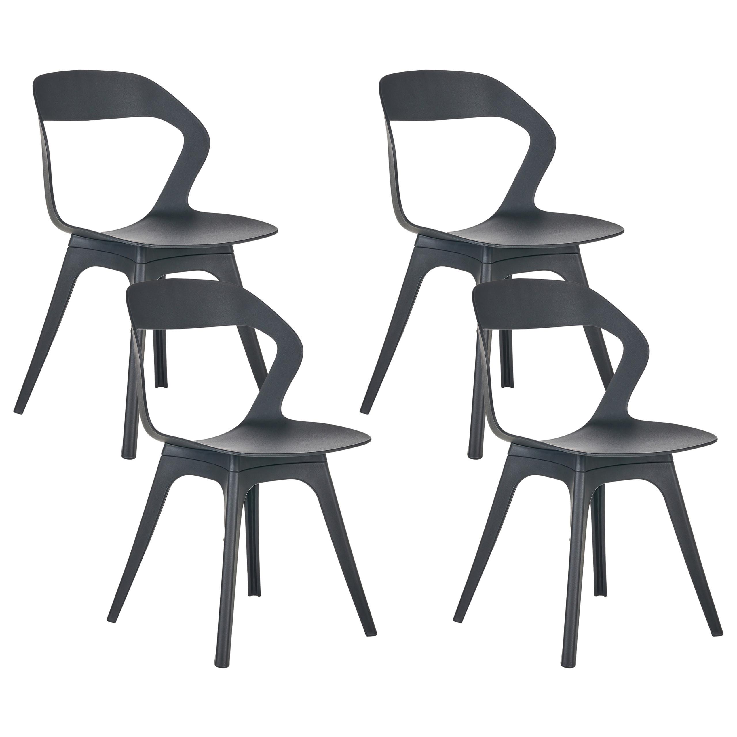 GARTENSTUHL 4er-Set Schwarz Lachania - Schwarz, Kunststoff (47/80/45cm) - Beliani