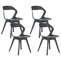 GARTENSTUHL 4er-Set Schwarz Lachania - Schwarz, Kunststoff (47/80/45cm) - Beliani