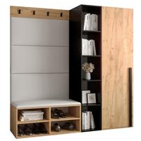 GARDEROBEN-SET 164/184/42 - Eichefarben/Schwarz, Holz/Kunststoff (164/184/42cm) - MÖBEL KRYSPOL