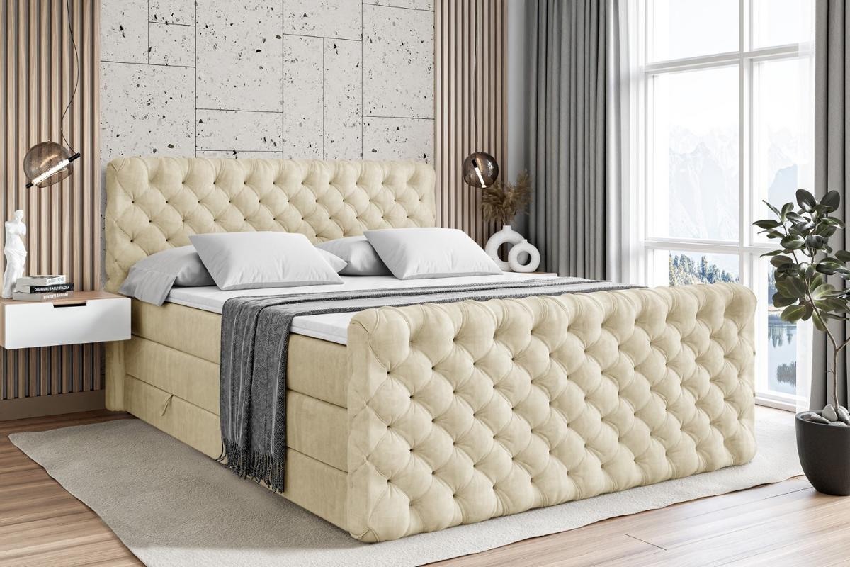BOXSPRINGBETT BOXI8-Z KING - 120x200 - H3/H4 - Beige - Beige, Holzwerkstoff (120/200cm) - ALTDECOR
