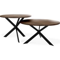 COUCHTISCH-SET Lev 2er-Set rund, Lefkas Eiche 75/36, 58/42 - Alteiche/Schwarz, Holzwerkstoff/Metall (75/75/42cm) - WFL GROUP