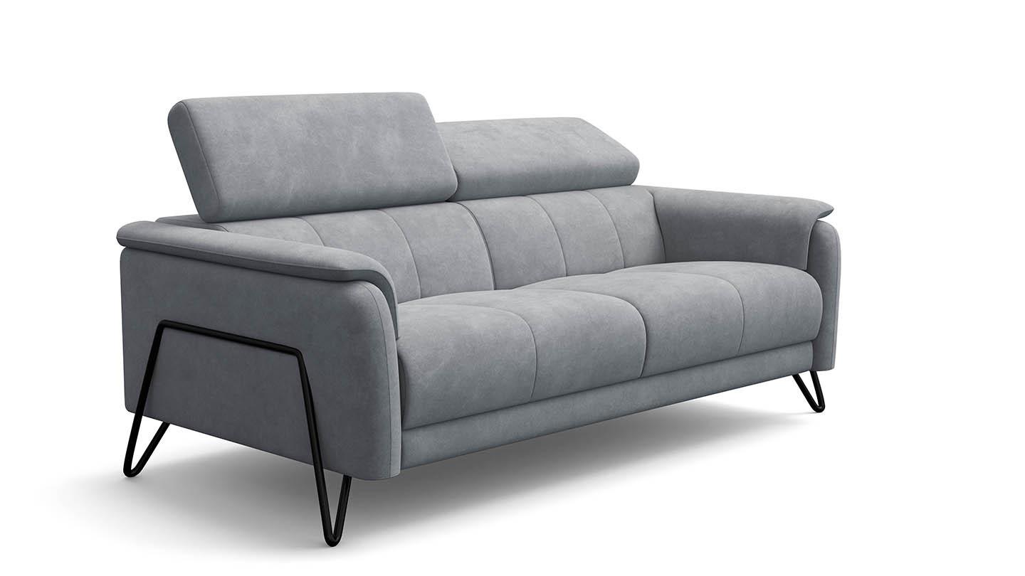 SOFA RODEN 3-Sitzer, hellgrau, Veloursstoff - Hellgrau, Holz/Textil (194/82/103cm) - Wozimo