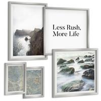 BILDER SET 5er Set - 50x50 cm & 20x30 cm & 40x60 cm Silberner Rahmen - Grüner Marmor Melancholie - Silberfarben, Kunststoff (40/60cm) - TULUP