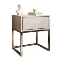 NACHTTISCH BLANCO KASZMIR auf verchromtem Gestell PUSH OPEN kaschmir/gold chrom - Goldfarben, Holzwerkstoff (45/52/37cm) - Lookway