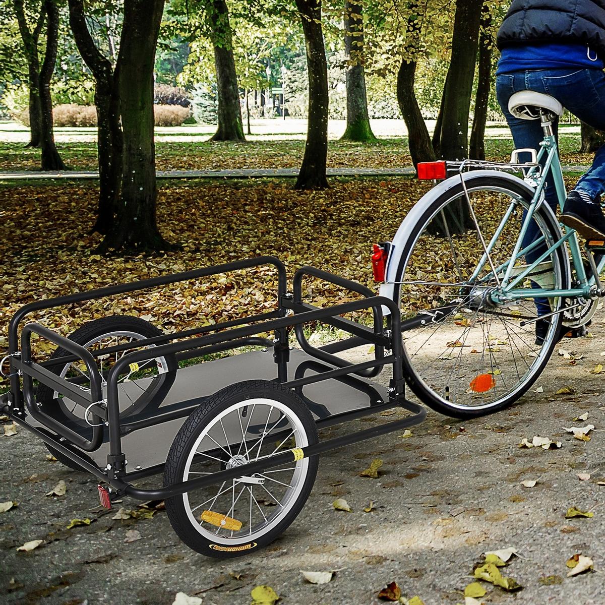 FAHRRADANHÄNGER Lastenanhänger für Fahrrad 40 kg Belastbarkeit Stahl - Schwarz, Metall (71.5/49/139cm) - HOMCOM