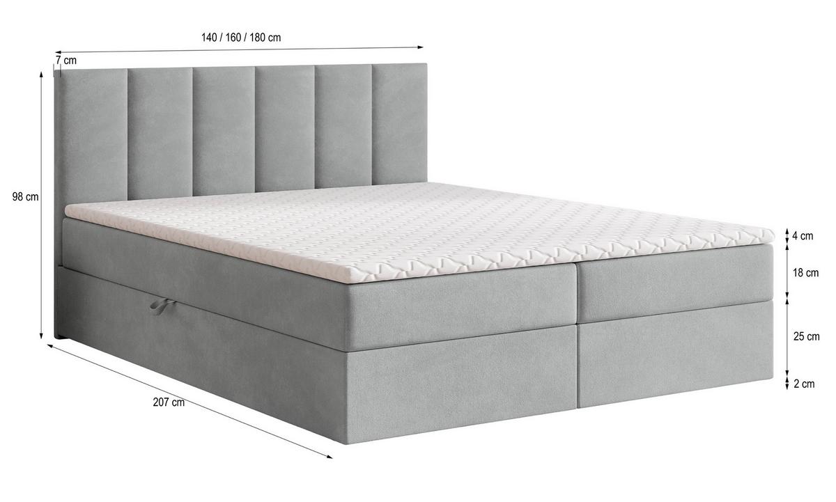 BOXBETT MERIL 140x200 cm mit Matratze und Topper - Braun - Braun, Holz (140/200cm) - MASSENO