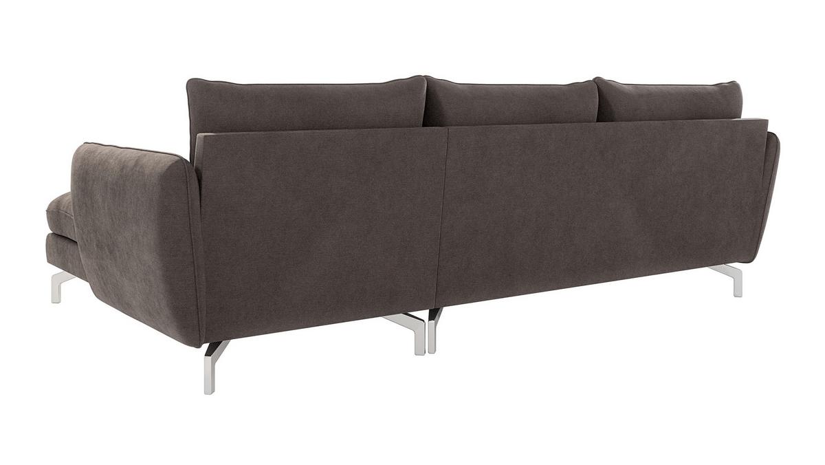 ECKSOFA Elou Braun - Khaki Microfaser - Chromfarben/Dunkelbraun, Holz/Textil (261/167cm) - S-Style Möbel