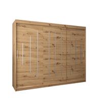 SCHWEBETÜRENSCHRANK 200/250/62 3-türig - Silberfarben/Eiche Artisan, Holz/Kunststoff (250/200/62cm) - Abiks Möbel