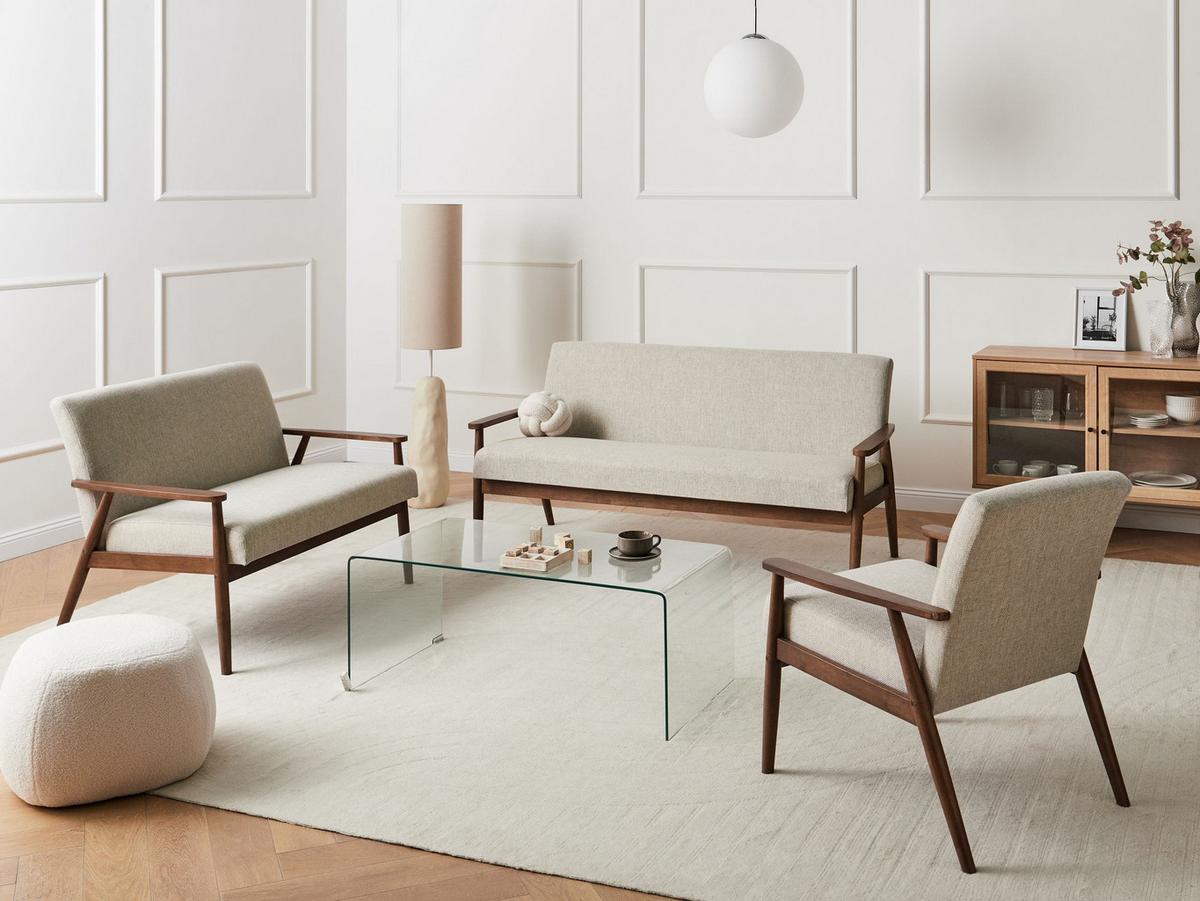 SOFA-SET 6-Sitzer Stoff Dunkelbraun/Grau Esrum - Braun/Grau, Textil (151/79/72cm) - Beliani