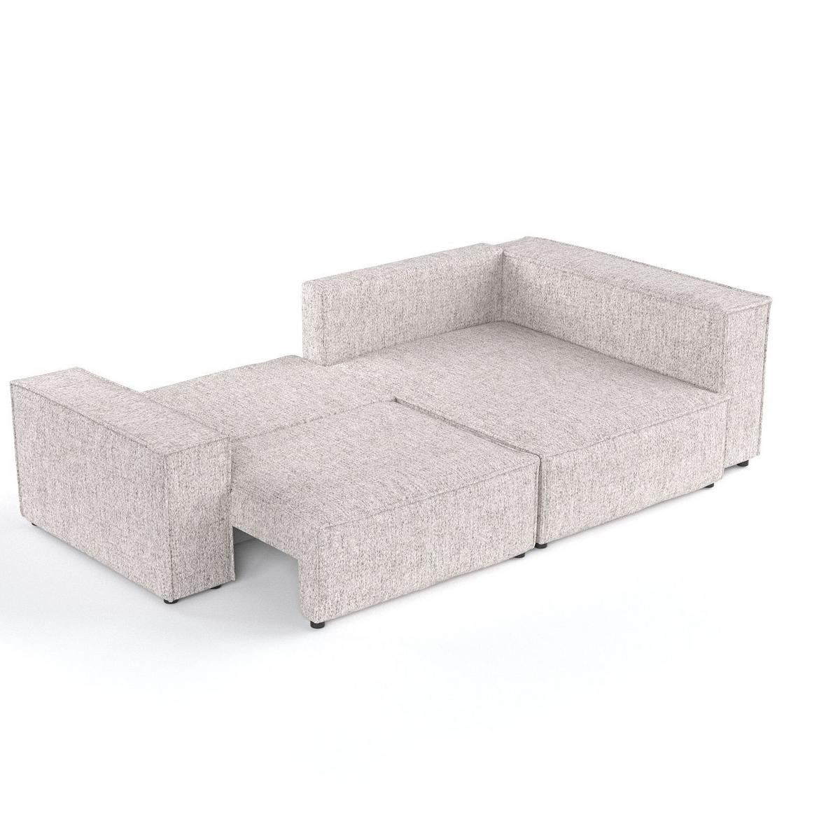 ECKSOFA AVION mit Schlaffunktion Beige im Neve Stoff - Beige/Schwarz, Holz/Holzwerkstoff (253/148cm) - AltaBeds