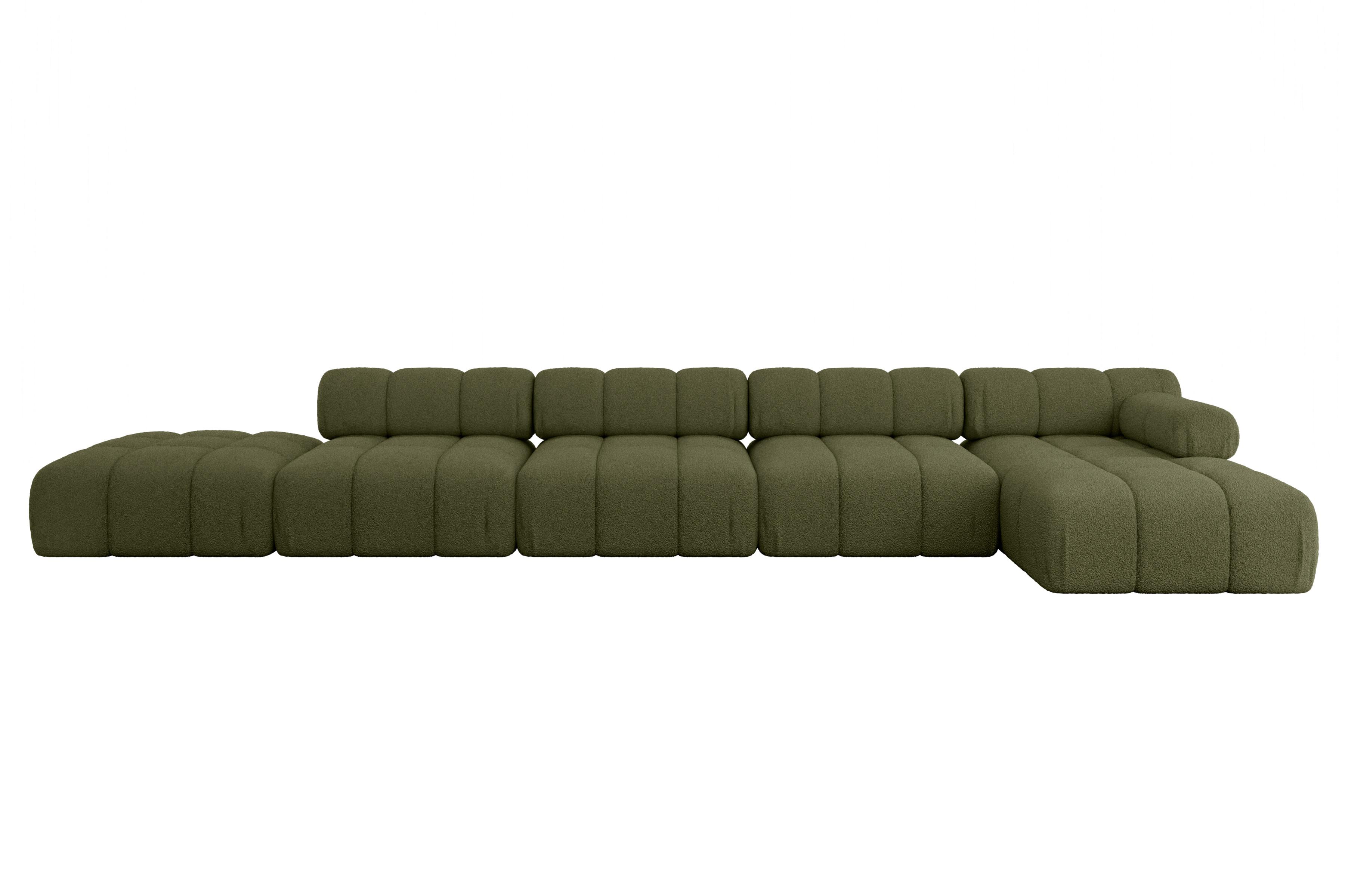 ECKSOFA modulares Sofa Lizur-L3 - 475x160x70 cm Grün Bouclé - Grün, Holzwerkstoff/Textil (475/160cm) - ALTDECOR