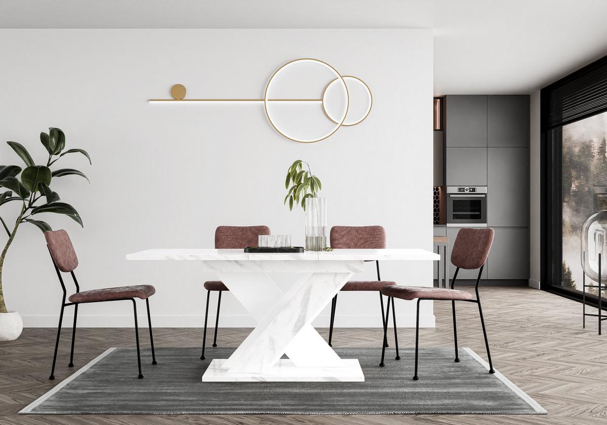 ESSTISCH MERKAS Ausziehbar 120 - 160 / 80 x 76 cm - Hellgrau/Weiß, Holz (120/80/76cm) - MASSENO