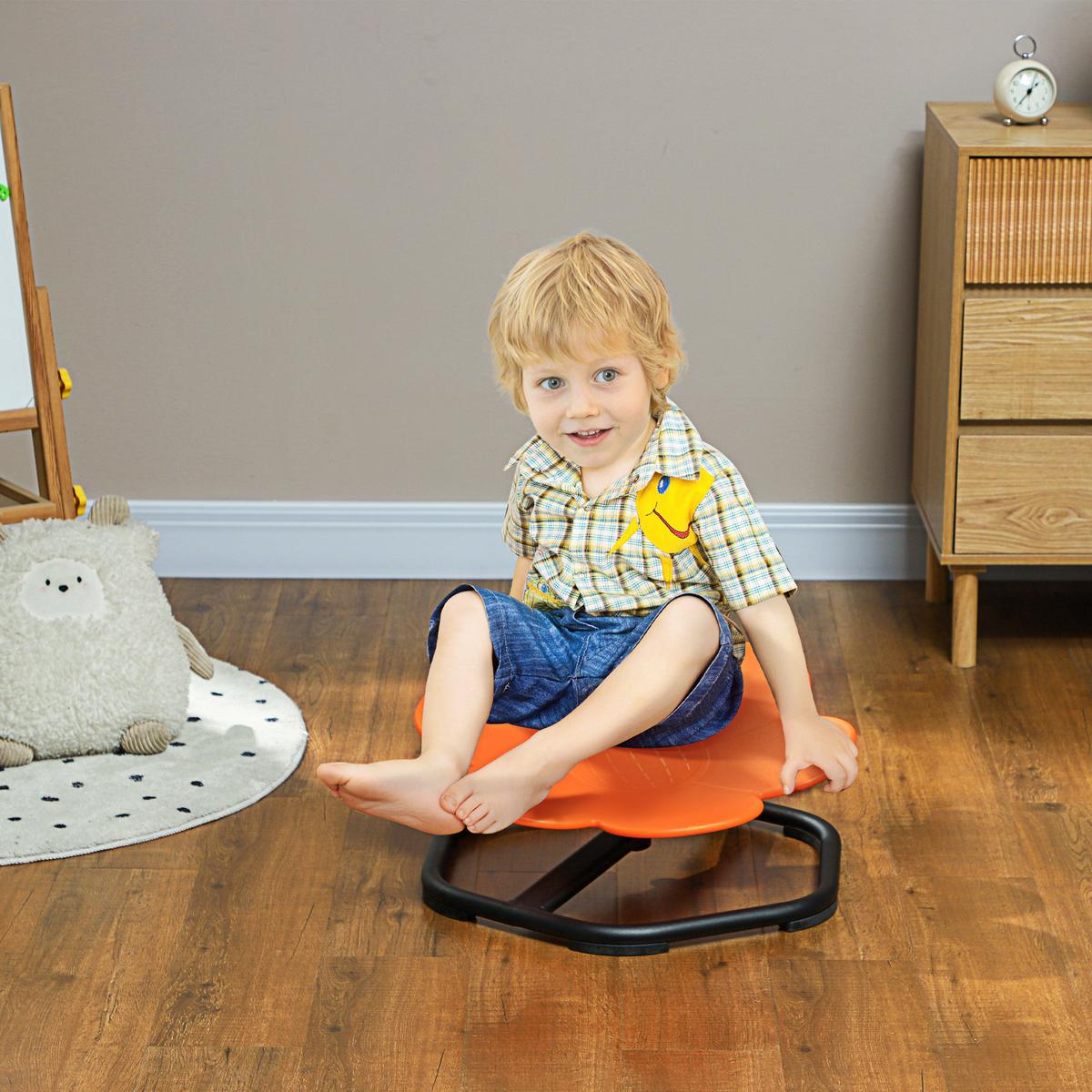 KINDERSTUHL Drehstuhl Sensorischer Balance Sitz - Schwarz/Orange, Kunststoff (55/26/55cm) - AIYAPLAY