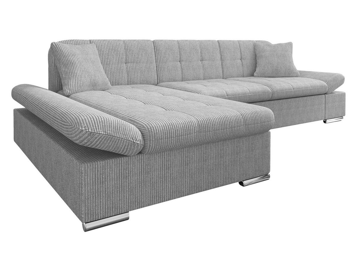 ECKSOFA Montana Cord, Seite: Links - Hellgrau, Holz/Textil (278/161cm) - MIRJAN24