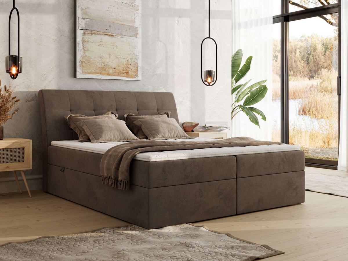 BOXBETT DAGOS 160/200 - Braun Velvet - H4 - Topper T25 - Braun, Textil (160/200cm) - MKS