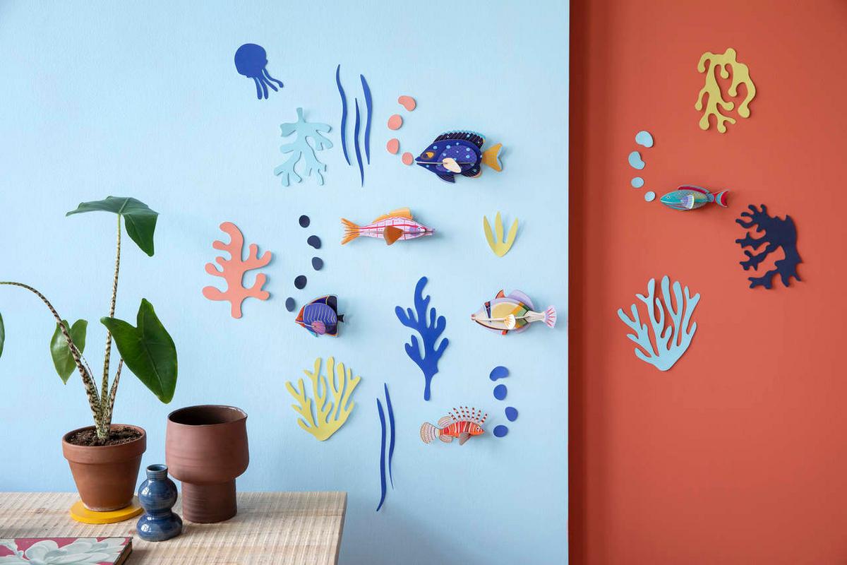 WANDDEKO Aquarium-Set 18/7 cm - Blau, Wellpappe (18/7/11cm) - Studio Roof