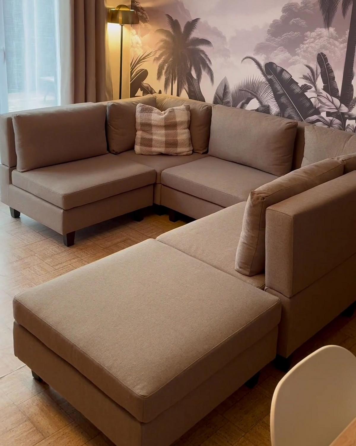 5-SITZER-MODULSOFA U-förmiges Braun Stoff Unstad - Braun, Textil (228/72/76cm) - Beliani