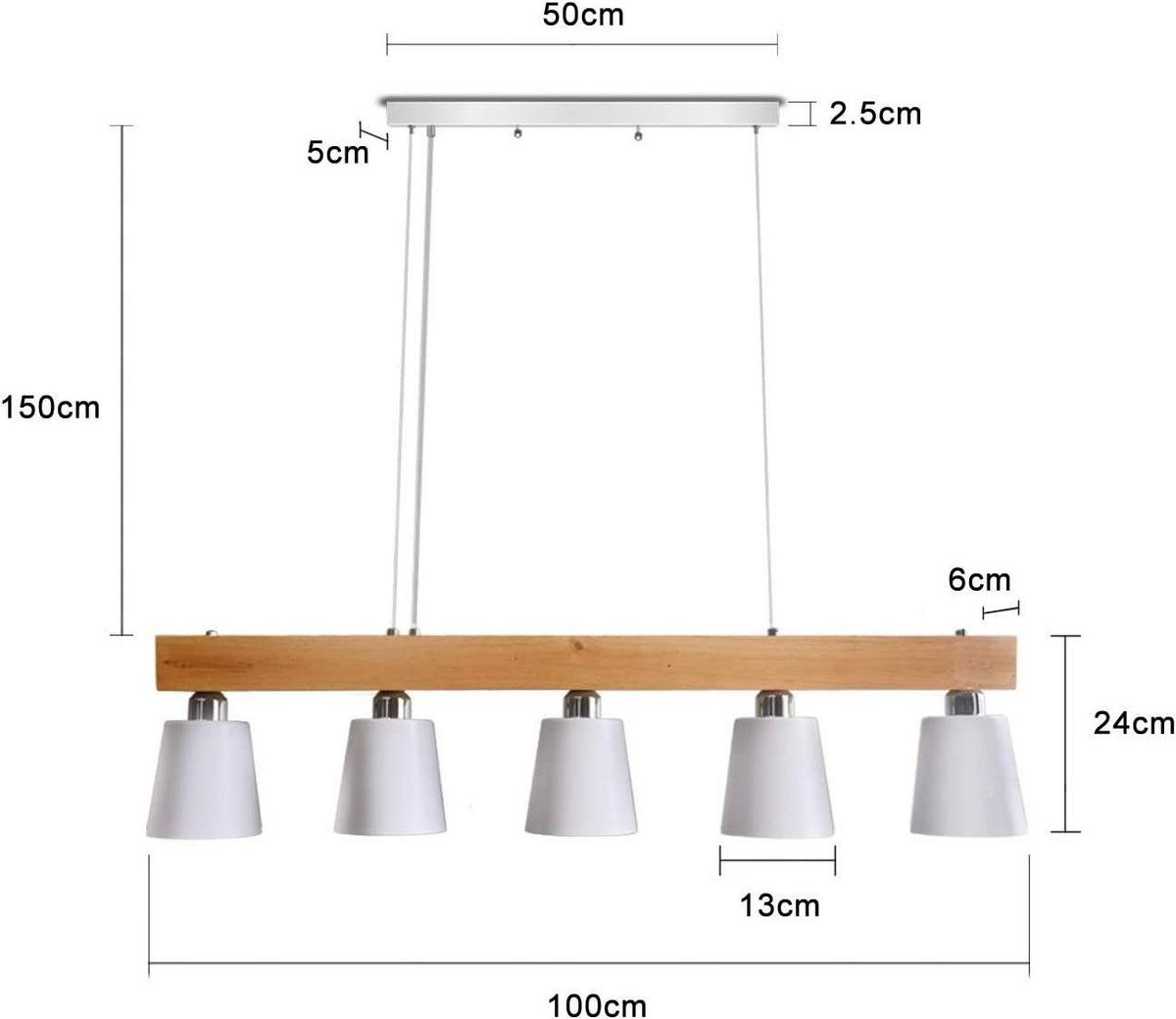 PENDELLEUCHTE Formel 5-flammig 100/24/13 cm - Weiß, Holzwerkstoff (100/24/13cm) - Nettlife