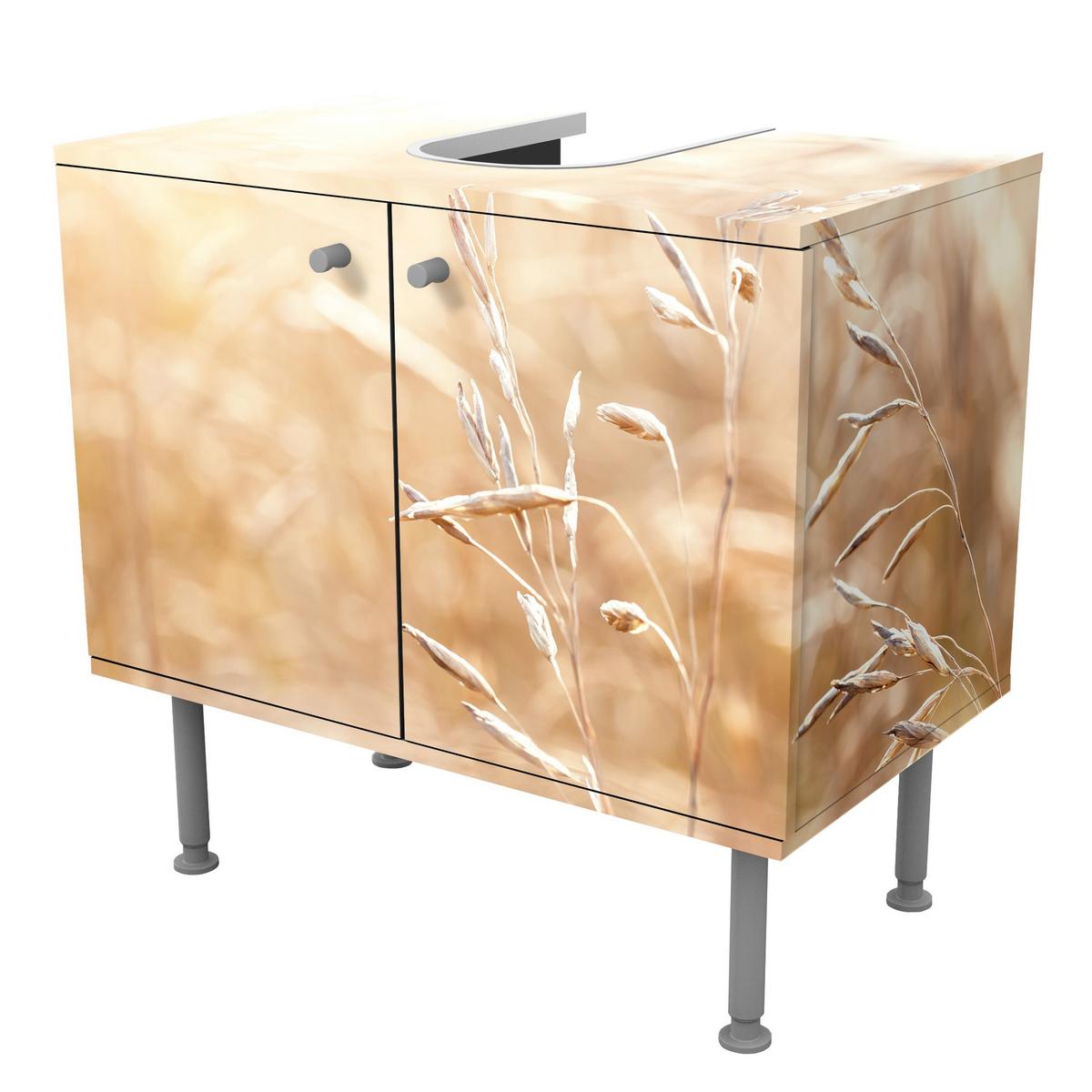 WASCHBECKENUNTERSCHRANK Gräser im Sonnenschein 60/55/35 cm - Beige, Holzwerkstoff (60/55/35cm) - Bilderwelten