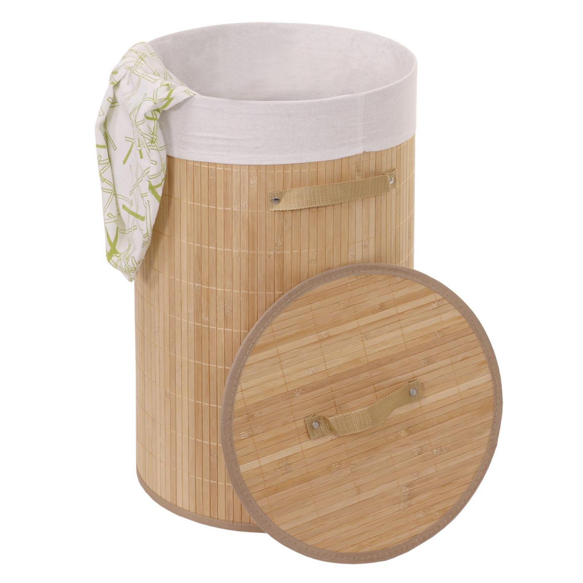 WÄSCHEKORB Buche Dekor, Cremeweiß - Buchefarben/Creme, Holz (35/59/35cm) - MCW