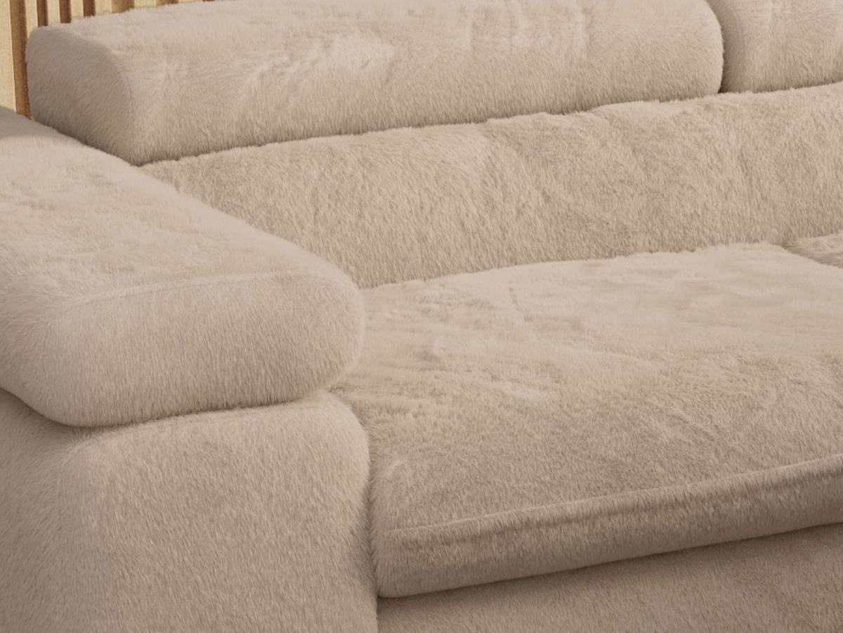 ECKSOFA PETER L Beige Plüsch - Links Seite - Sandfarben/Beige, Textil/Metall (208/273cm) - MKS