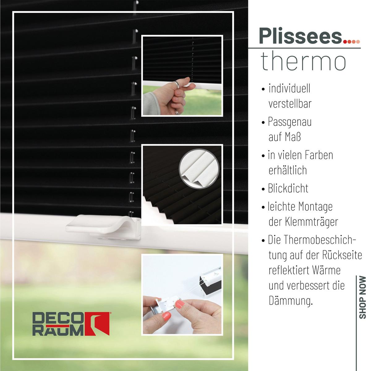PLISSEE Thermo Basic 75 x 150cm Klemmfix ohne Bohren - Schwarz, Textil (75/150/150cm) - Deco-Raum