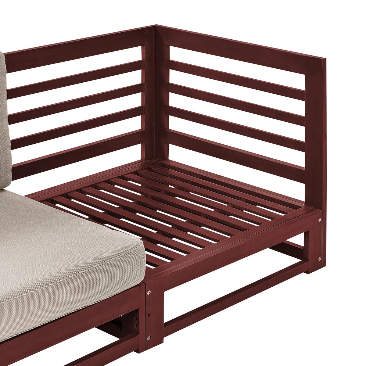 GARTENSOFA 2-Sitzer Akazienholz mahagonibraun Auflagen taupe Trani - Beige/Grau, Holz (150/72/75cm) - Beliani