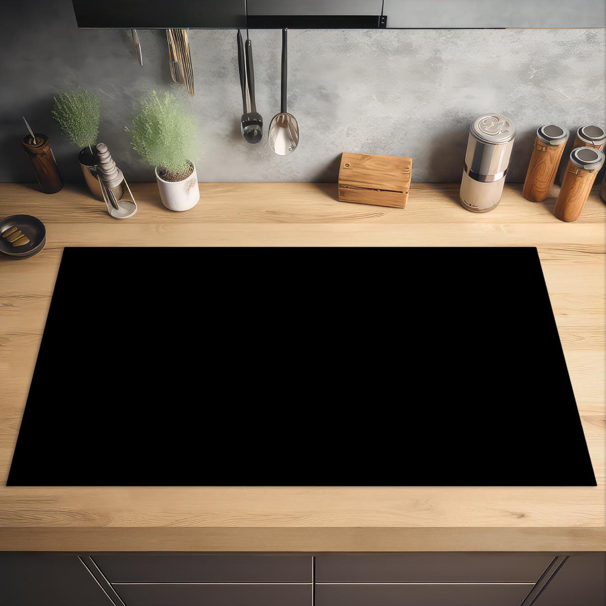 HERDABDECKPLATTE Schwarz - Einfarbig Induktionsschutz 91.6x52.7 cm - Schwarz, Kunststoff (91.6/52.7/0.2cm) - MuchoWow