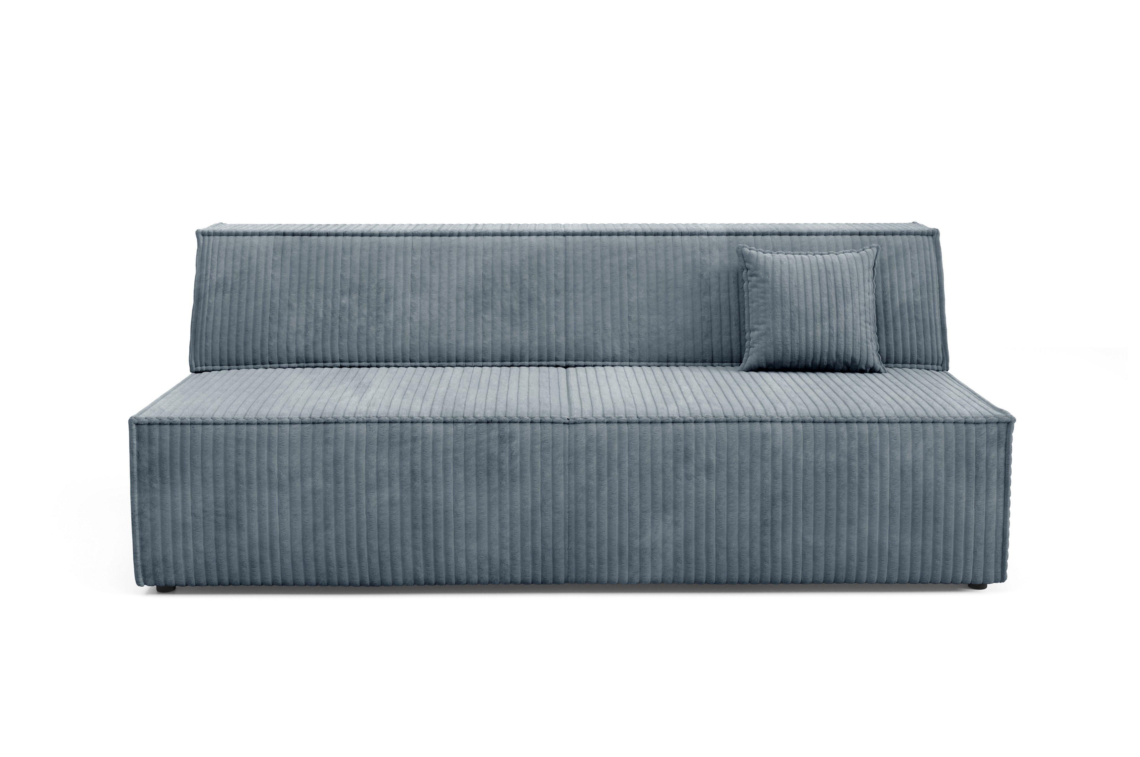 BETTSOFA TESSO Grau Kordstoff mit Schlaffunktion - Grau, Holz (202/74/94cm) - MASSENO