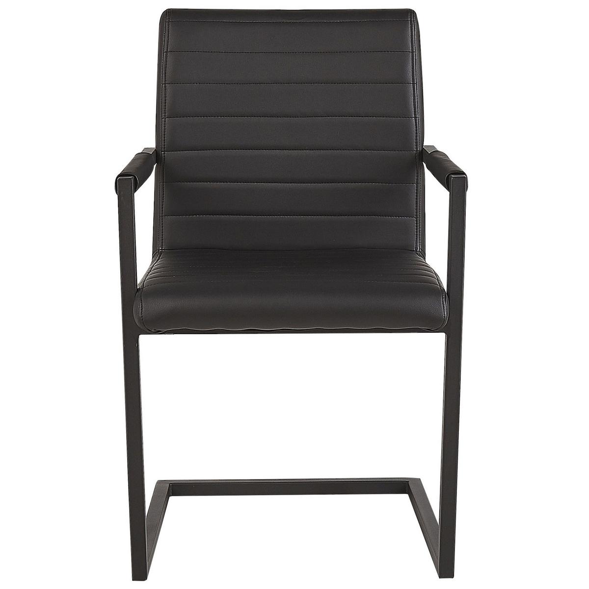 ESSZIMMERSTUHL 2er-Set Kunstleder Schwarz Buford - Schwarz, Textil/Metall (52/87/54cm) - Beliani