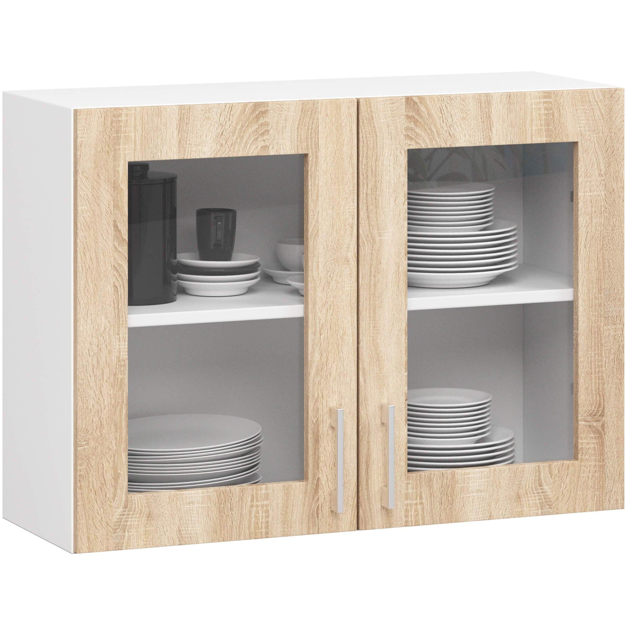 HÄNGESCHRANK Weiß, Eiche Sonoma 58/80/30,5 - Weiß/Sonoma Eiche, Holzwerkstoff (80/58/30.5cm) - RAUMHIRSCH FURNITURE