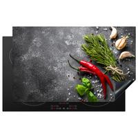 HERDABDECKPLATTE Pfeffer - Kräuter - Gewürze - Beton Ceranfeldabdeckung 85x52 cm - Rot, Kunststoff (85/52/0.2cm) - MuchoWow