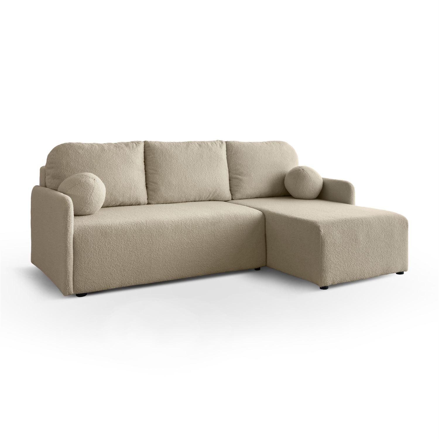 ECKSOFA CUDDLE mit Schlaffunktion und Bettkasten, Quelle 16 - Ecru, Textil (213/145cm) - Lookway