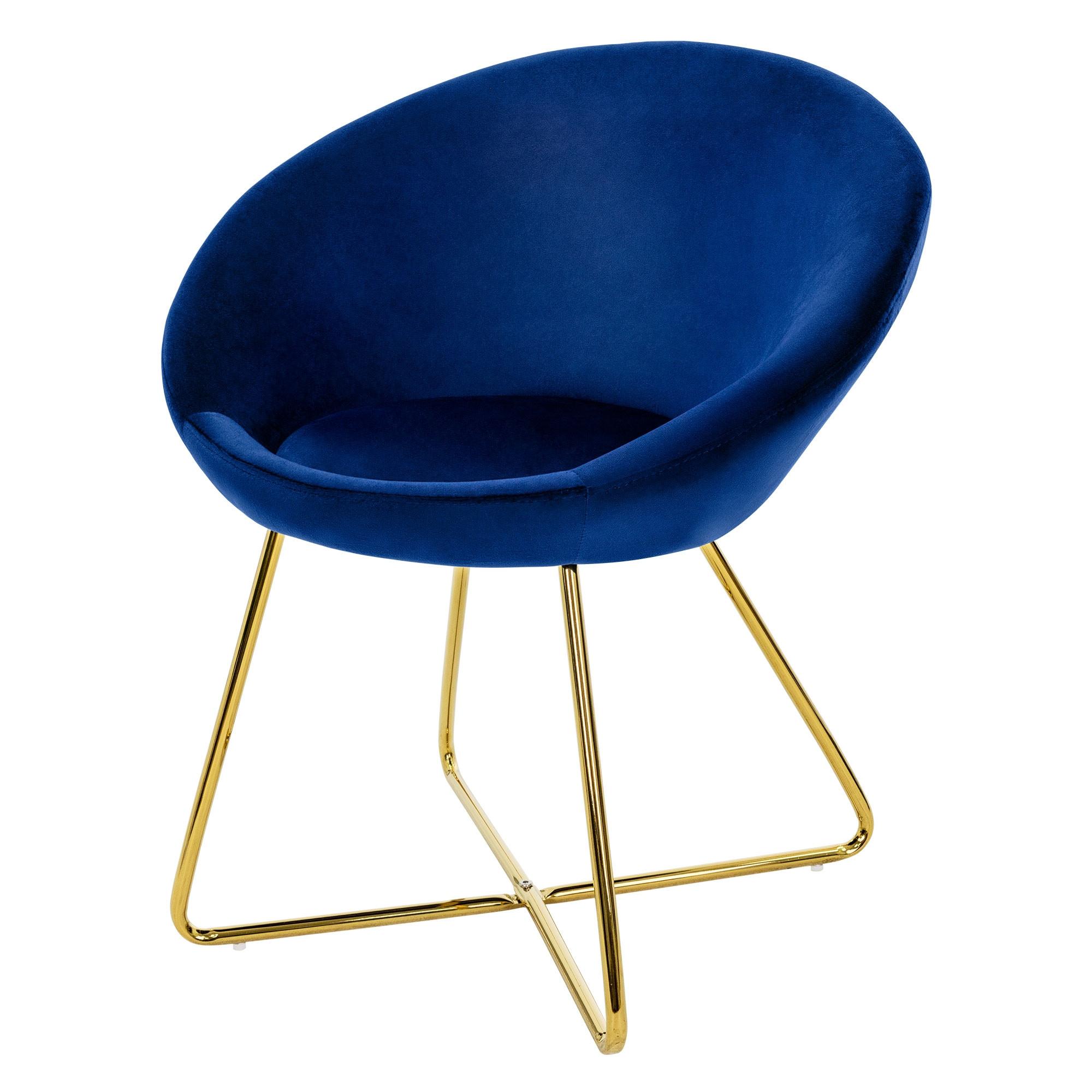 ESSZIMMERSTUHL Blau aus Samt - Blau/Goldfarben, Metall (58/74/65cm) - ML-DESIGN