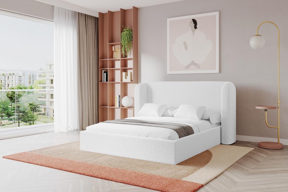 POLSTERBETT mit Bettkasten und Lattenrost, Bett mit Matratze H3/H4 - ESTI 160x200 Weiß - Weiß, Holzwerkstoff/Textil (160/200cm) - ALTDECOR