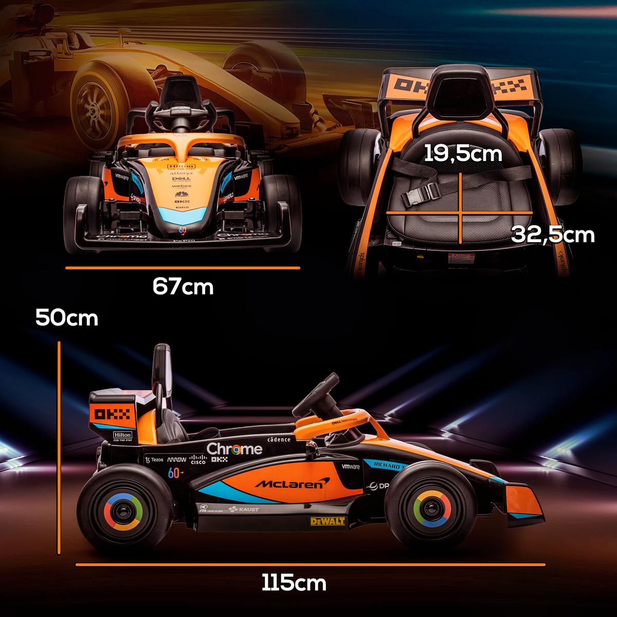 KINDER Elektroauto, 12V Kinderfahrzeug mit 2,4G-Fernbedienung, MP3 USB, Orange - Orange, Kunststoff (115/67/50cm) - AIYAPLAY