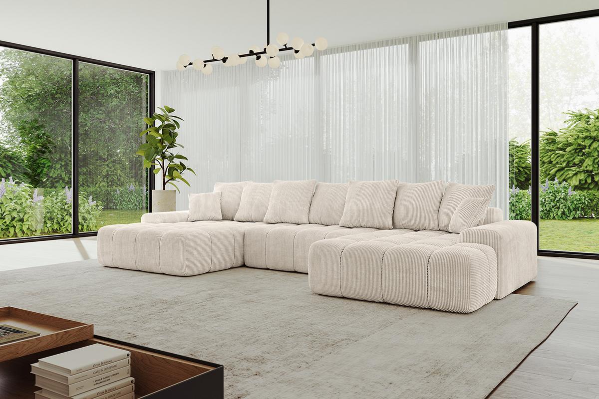 WOHNLANDSCHAFT ENSI-U - 353x164x69 cm Beige - Beige, Holzwerkstoff/Kunststoff (357/69/164cm) - ALTDECOR