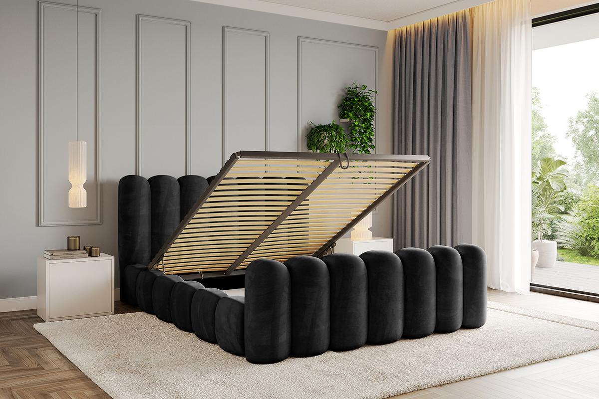POLSTERBETT mit Bettkasten, Fußteil und Lattenrost, Boxbett ohne Matratze - SENA-Z 180x200 Schwarz - Schwarz, Holzwerkstoff/Textil (180/200cm) - ALTDECOR