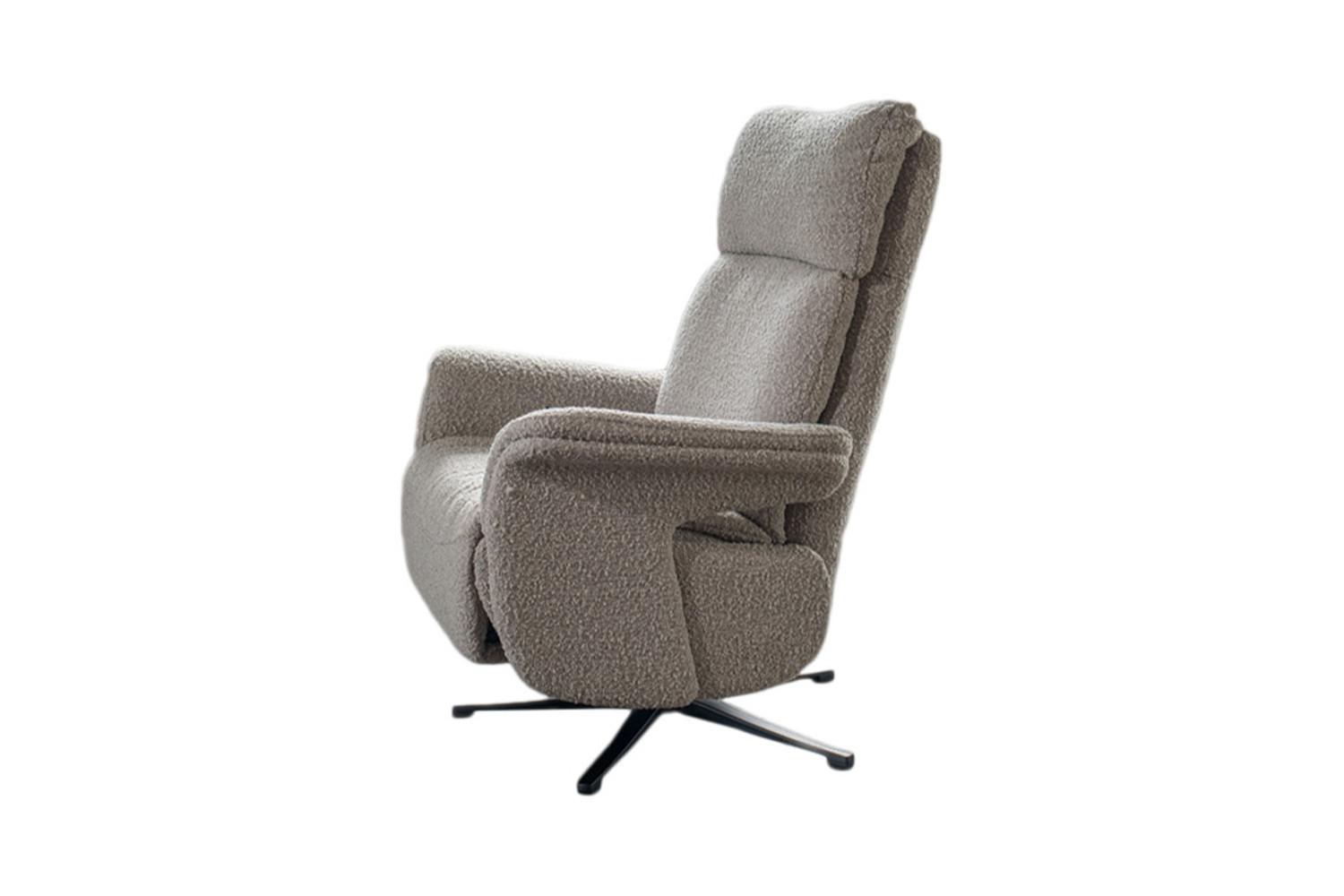 RELAXSESSEL NAMA Taupe Webstoff Relaxfunktion - Taupe/Schwarz, Textil/Metall (78/111/86cm) - KAWOLA