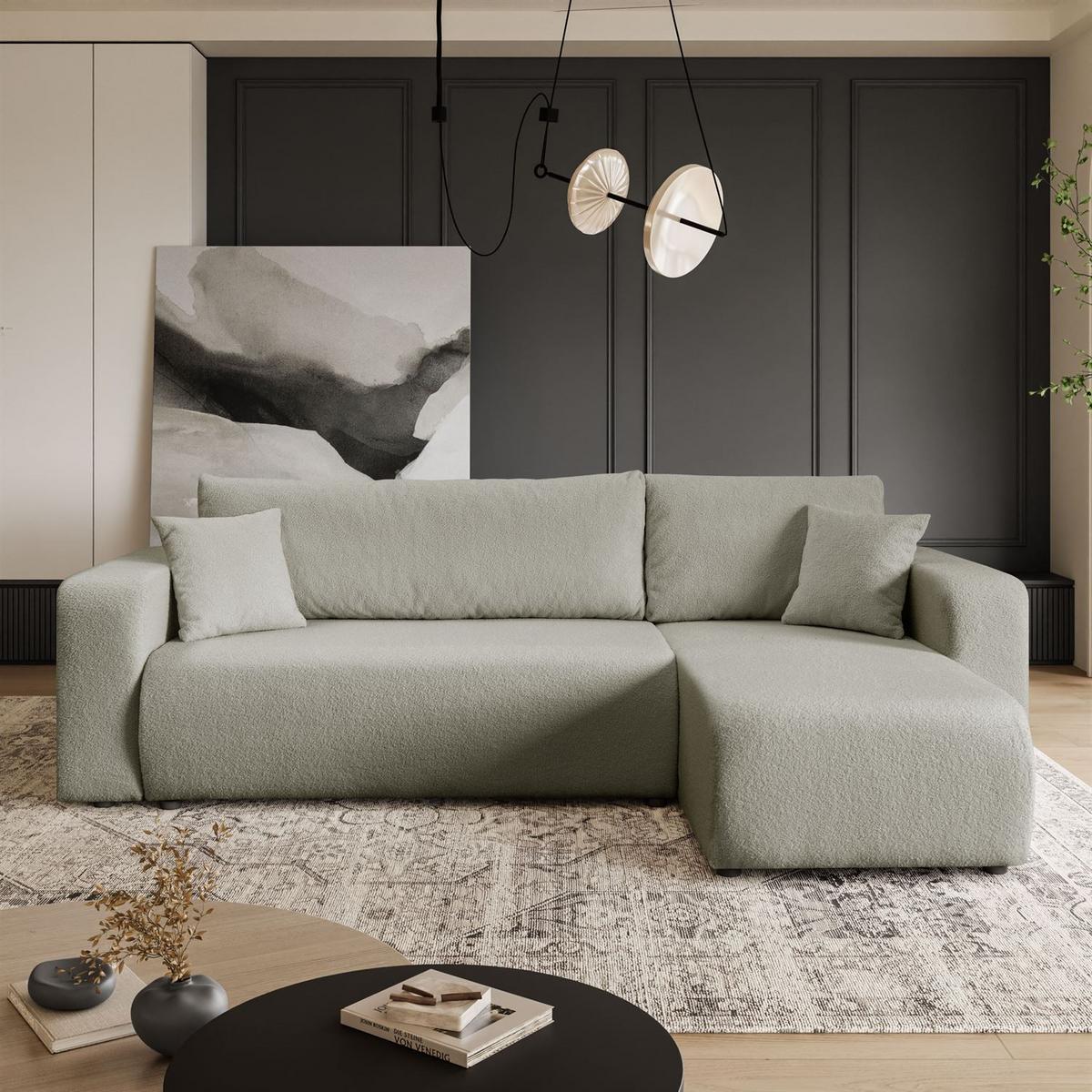 ECKSOFA VESPO L mit Schlaffunktion und Bettkasten - Beige, Textil (247/143cm) - Lookway