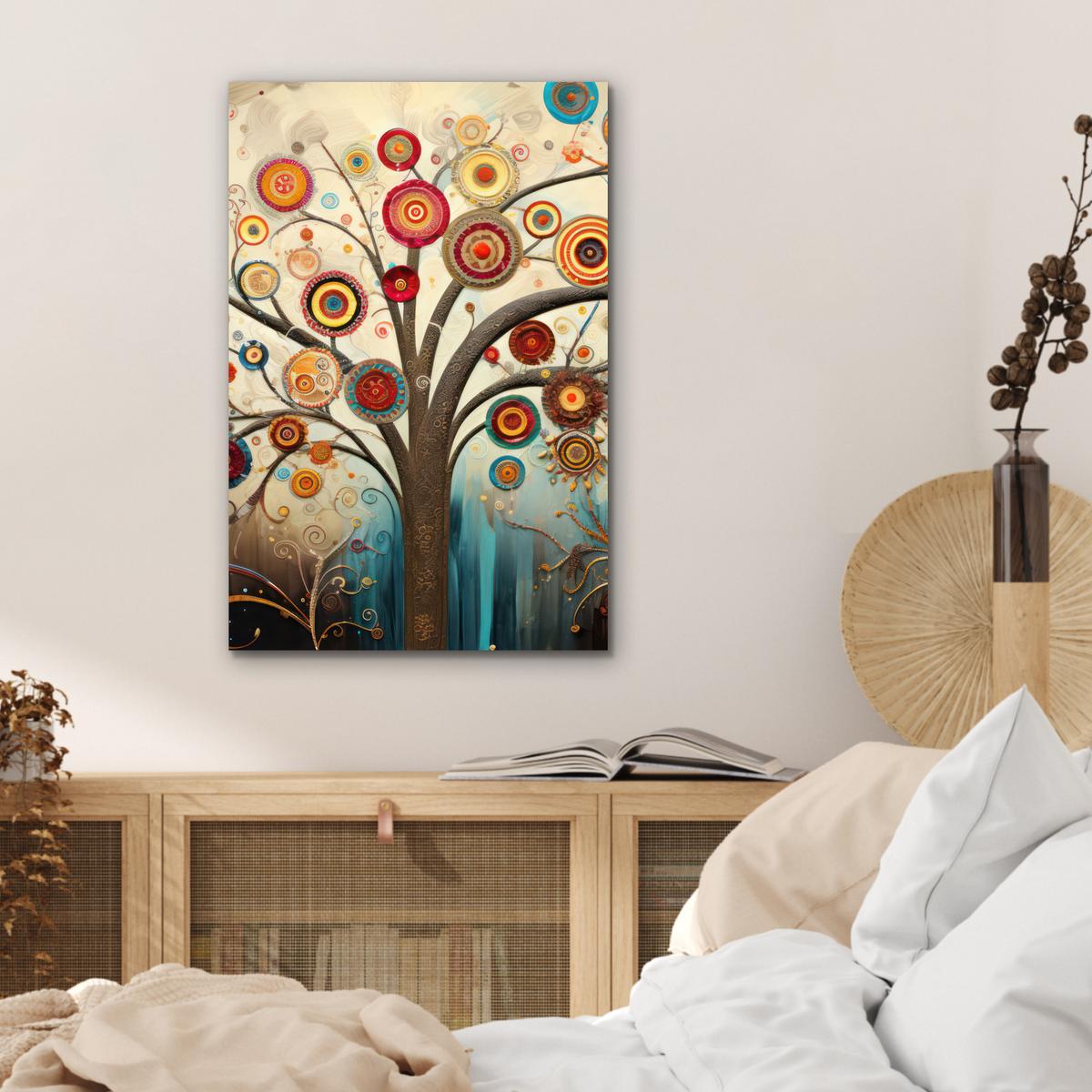 METALLBILD Baum - Baum des Lebens - Farbe Deko Schlafzimmer 40x60 cm - Braun, Metall (40/60cm) - MuchoWow