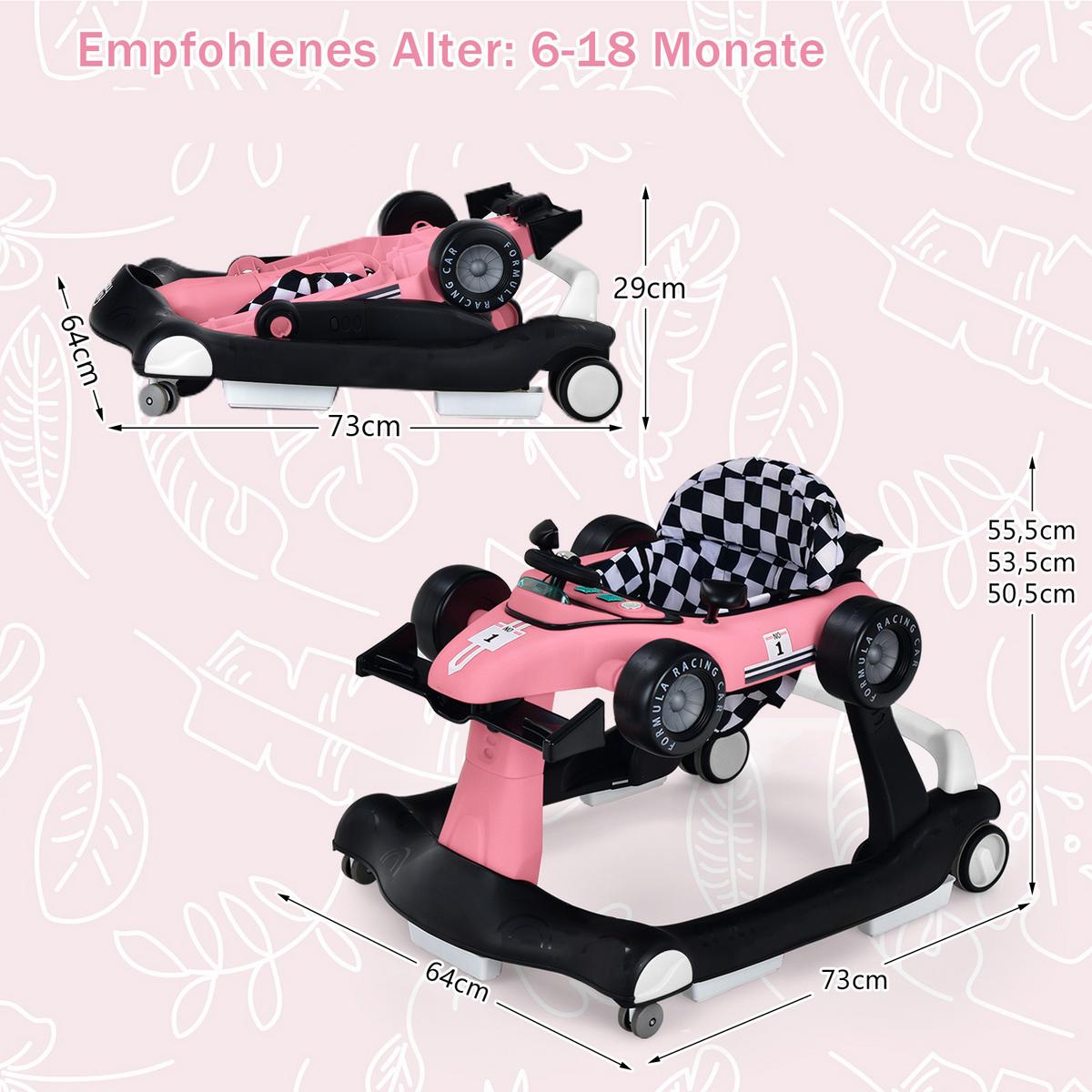 LAUFLERNWAGEN Pink - Pink, Kunststoff (73/56/64cm) - COSTWAY