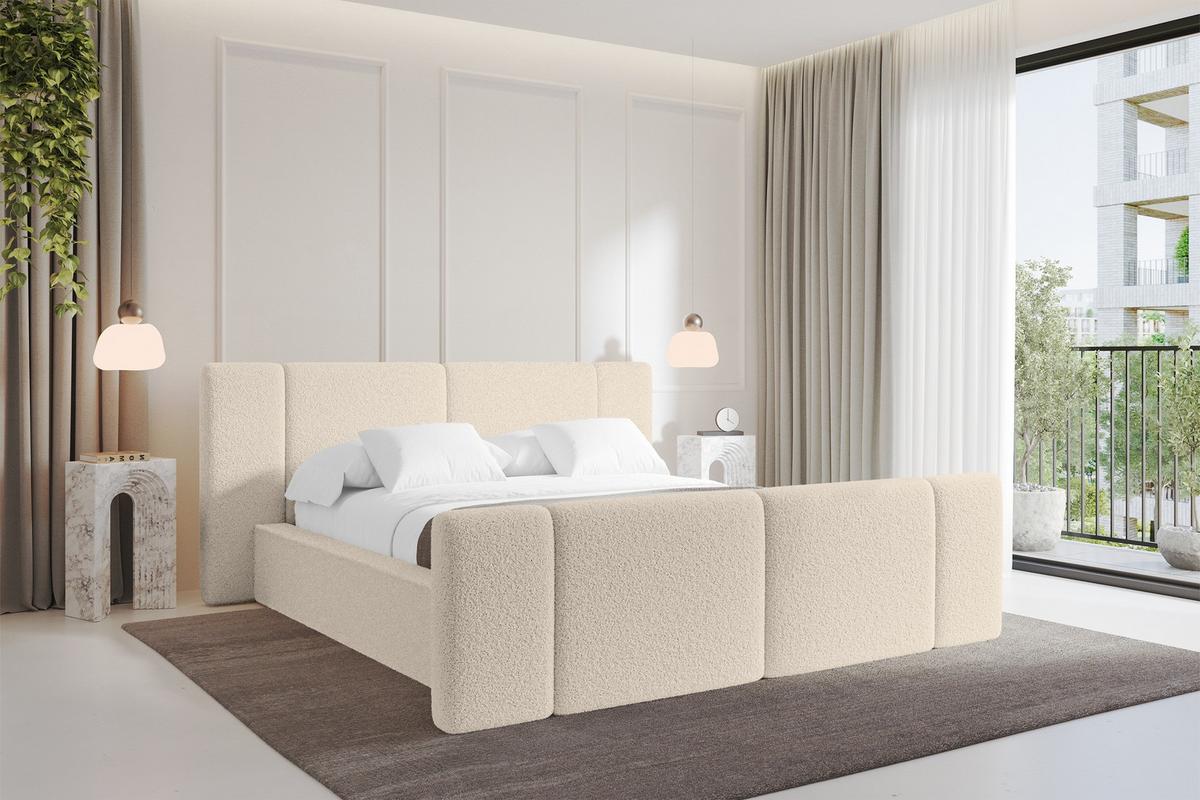 POLSTERBETT mit Bettkasten, Fußteil und Lattenrost, Bett mit Matratze H3/H4 - RIVO-Z 180x200 Dunkelbeige - Cappuccino, Holzwerkstoff/Textil (180/200cm) - ALTDECOR