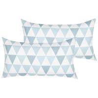 GARTENKISSEN 2er-Set Dreiecke blau/weiss 40/70 cm Trifos - Hellblau, Textil (40/70cm) - Beliani