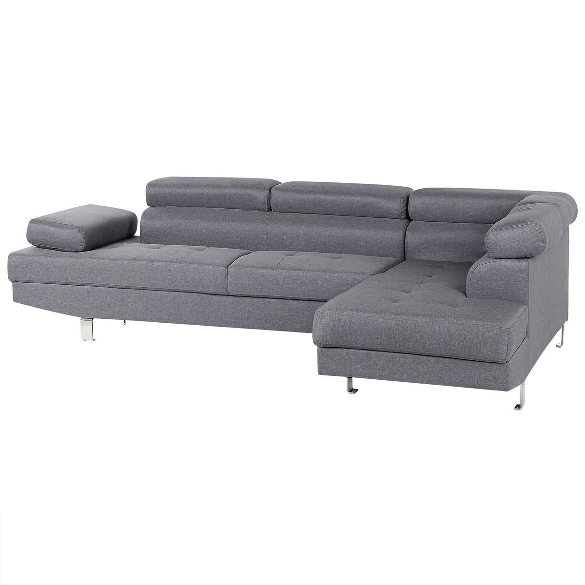 5-SITZER-ECKSOFA Polyester Grau Norrea - Grau, Textil (262/169cm) - Beliani