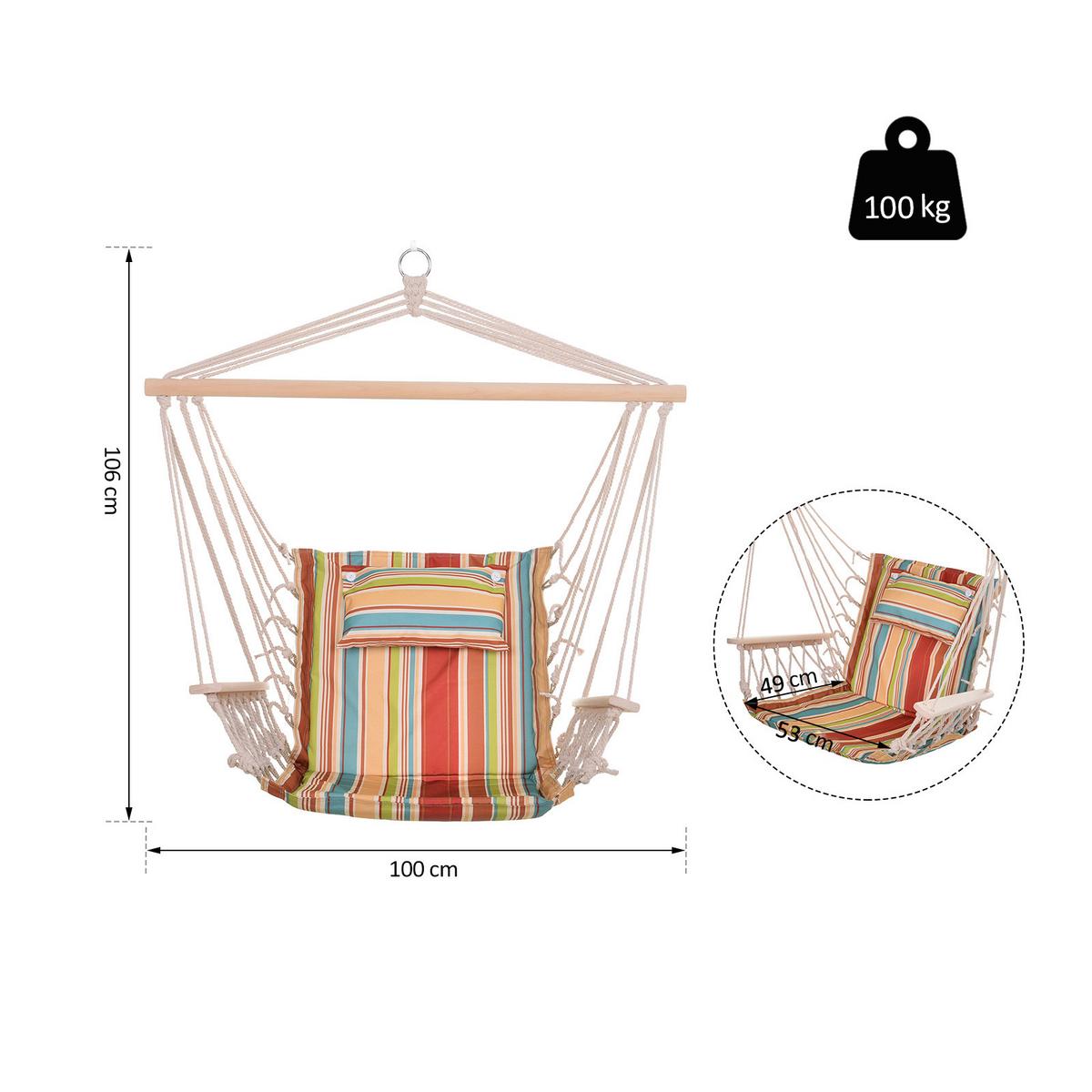 HÄNGESESSEL, Polyester, Mehrfarbig - Multicolor, Textil (106/106/100cm) - Outsunny