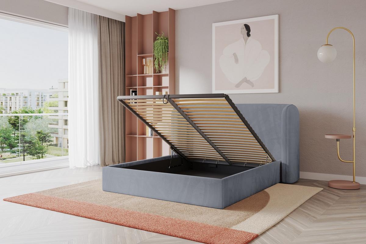 POLSTERBETT mit Bettkasten und Lattenrost, Bett mit Matratze H3/H4 - ESTI 140x200 Grau - Grau, Holzwerkstoff/Textil (140/200cm) - ALTDECOR