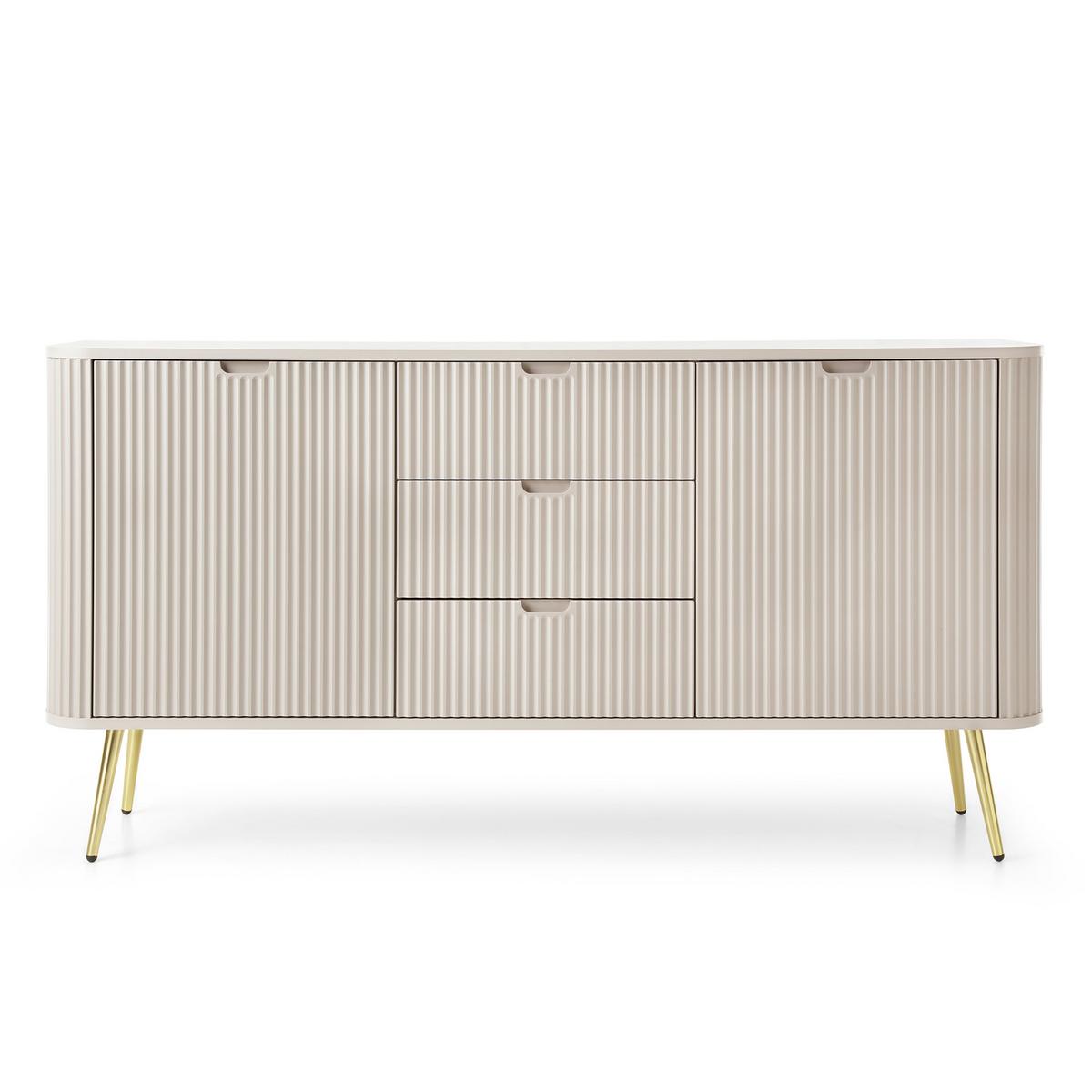 SIDEBOARD ZENZERO 168/87/39 cm mit 3 Schubladen 2 Türen Kaschmir - Kaschmir/Goldfarben, Holzwerkstoff (168/87/39cm) - MASSENO