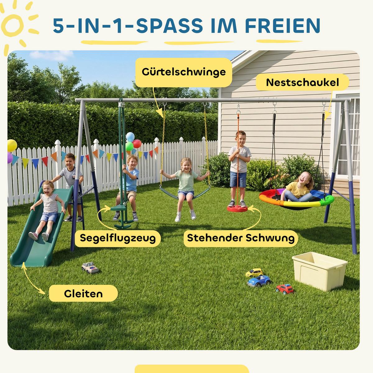 SCHAUKELGESTELL Stahl HDPE Mehrfarbig - Multicolor, Metall (196/203/382cm) - AIYAPLAY